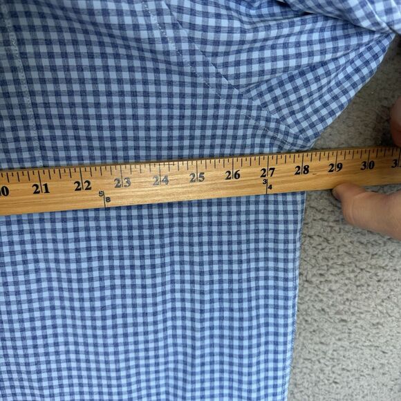 Peter Millar Shirt Men's XXL Blue Check Long Sleeve Button Up Polyester Casual - Picture 4 of 7